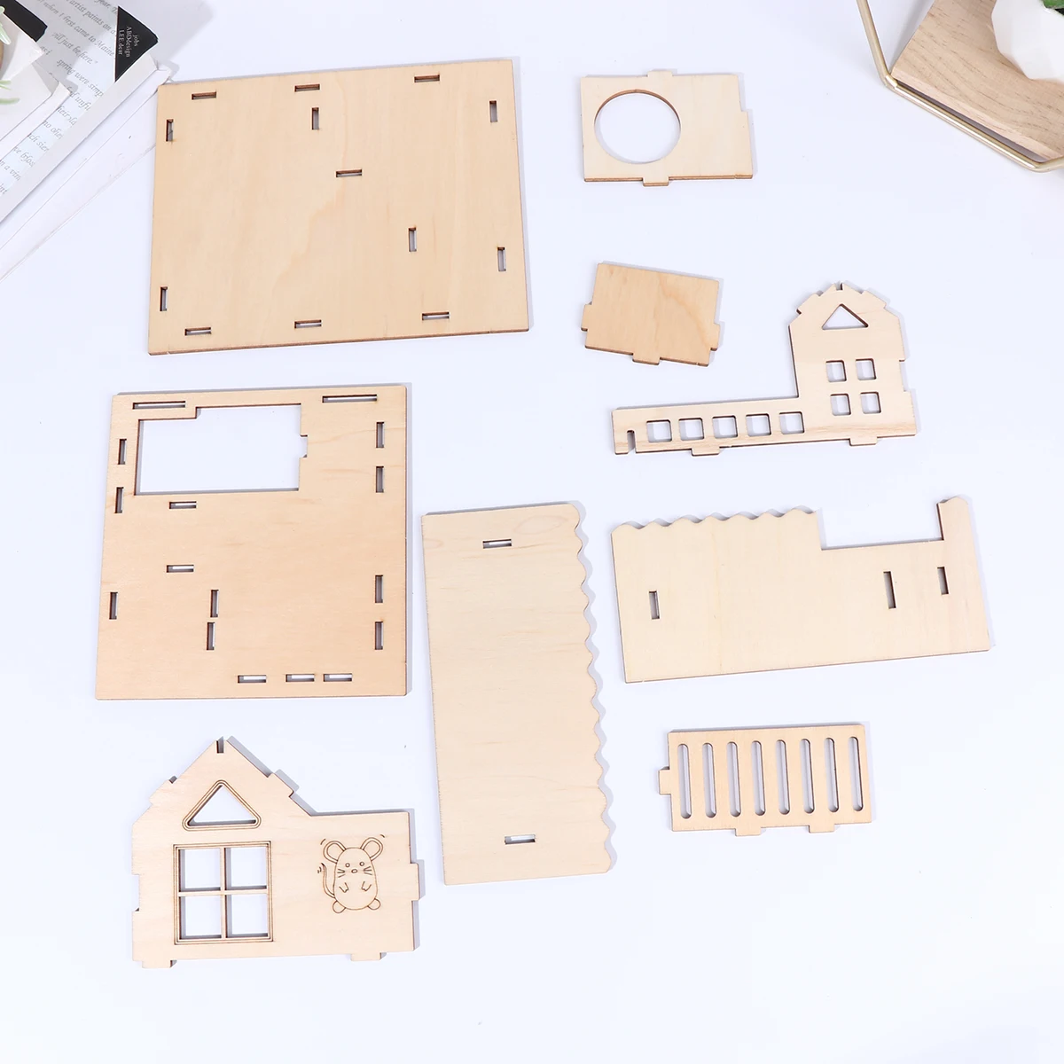 

Wooden Hamster House Small Animal Hut for Hamsters Gerbils Rats Pet House Durable Hollow Wide Entrance Nest