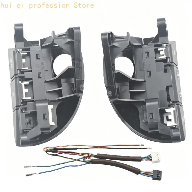 Steering Wheel Button Repair Set with Wiring Leads, Replacement Panels for Worn Interior Access Parts in Selected Vehicles and
