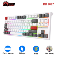 RK ROYAL KLUDGE R87 Wired Mechanical Keyboard 87 Key RGB Backlit Hot-swappable Gamer Keyboard Customised Keycaps with Dust Cover