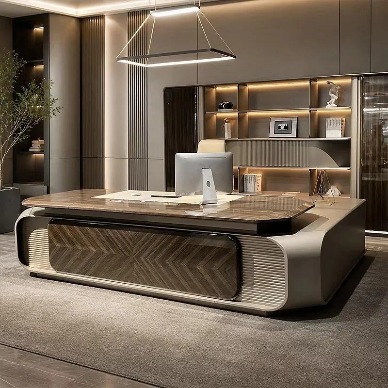 Modern CEO's Office Desk and Chair Combination Luxurious High-End Executive Furniture Modular Wood Design