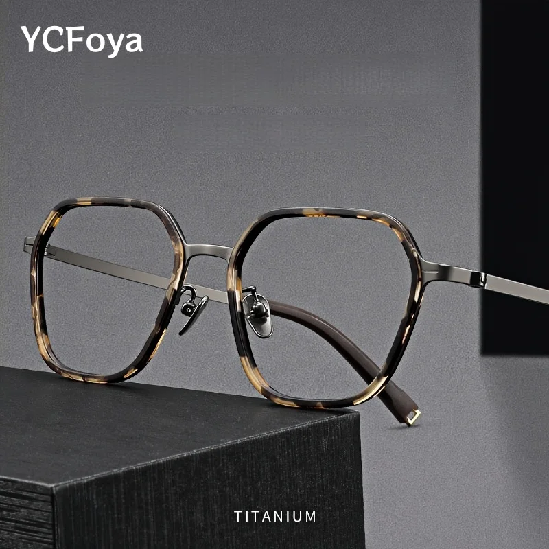 

Men Retro Polygon Ultra-light Fashion High-end Pure Titanium Screwless Design Optical Prescription Glasses Frame Women 26016