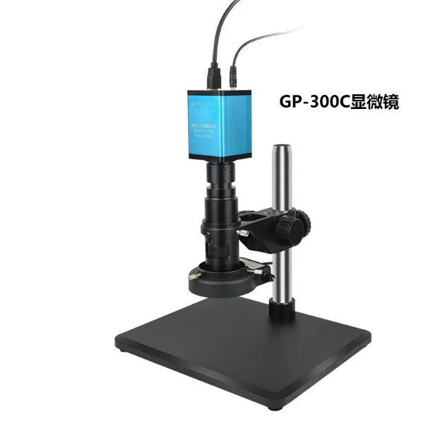 4K HDMI Industrial Digital Microscope, 10-300X Zoom C Mount Lens with Display for PCB Soldering Inspection