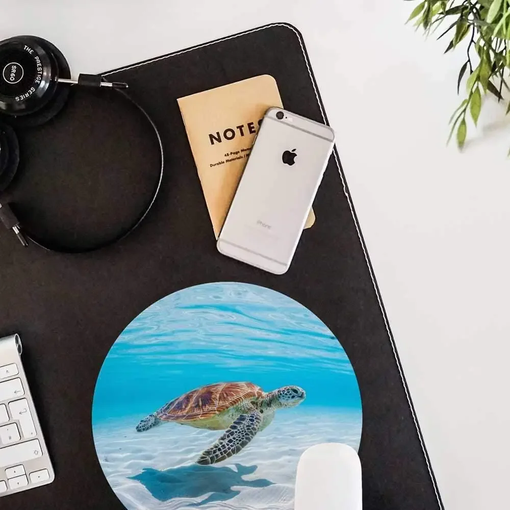 Round Mouse Pad Anti Slip Rubber Round Cute Turtle Mousepads Desktops Gaming Mouse Mat Customized Designed for Home and Office