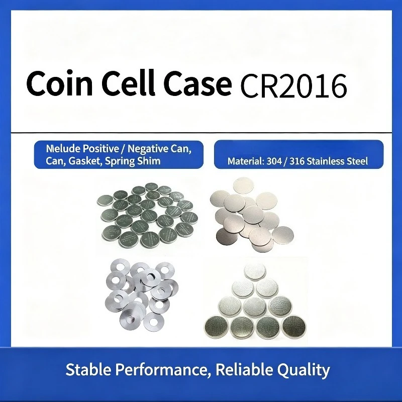 Lithium Battery CR2016 Coin Cell Housing 304 316 Stainless Steel Positive Negative Can Gasket Spring Shim For Lab Assembly