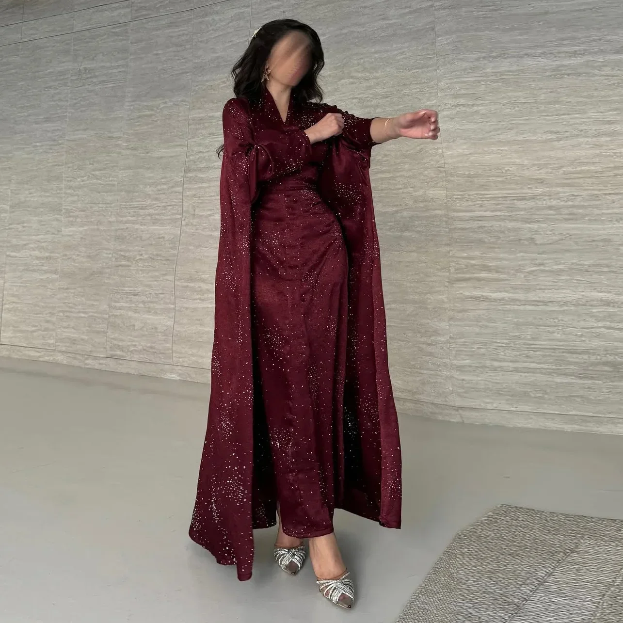 

New Fashion Diamonds Abaya Dubai Kaftan Women Muslim Dress Eid Djellaba Ramadan Islam Jalabiya Kebaya Caftan Marocain Femme Robe