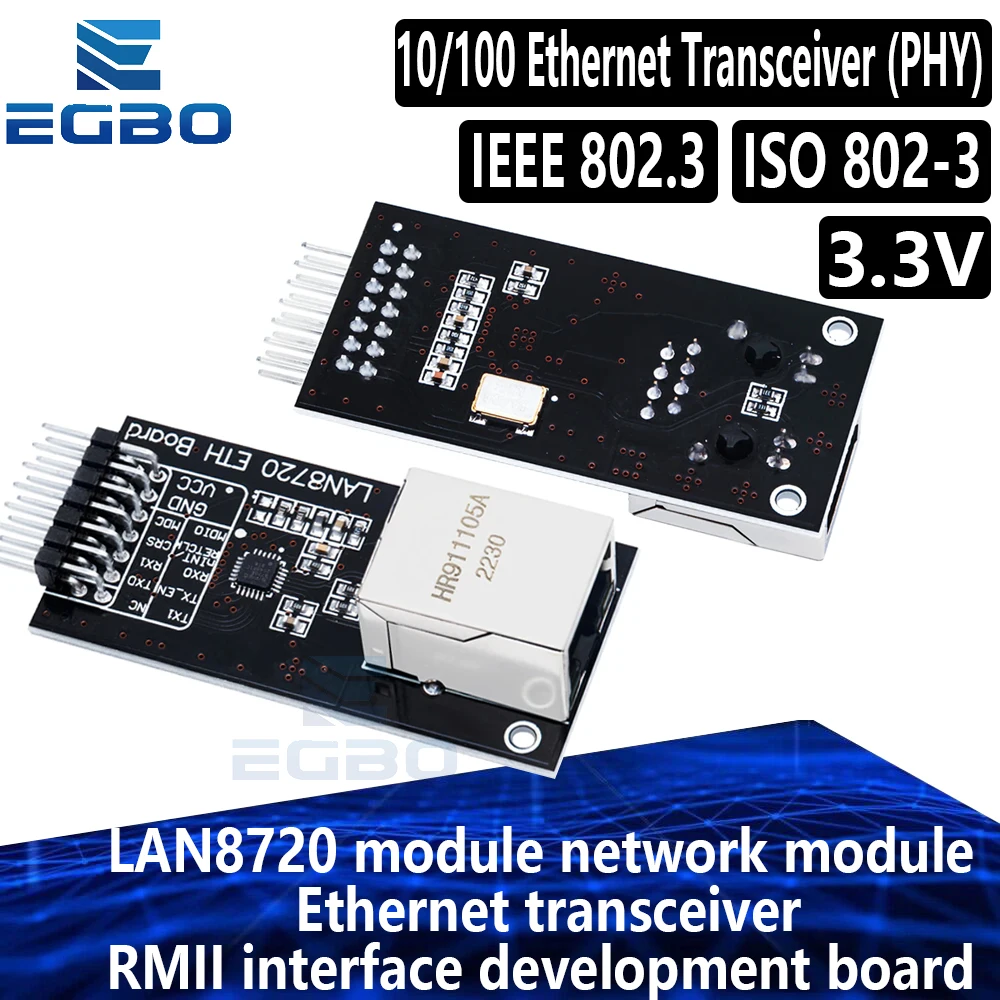 EGBO Smart Electronics, Ethernet Transceiver, RMII Interface, Development Board for Arduino DIY, LAN8720 Module, Network Module