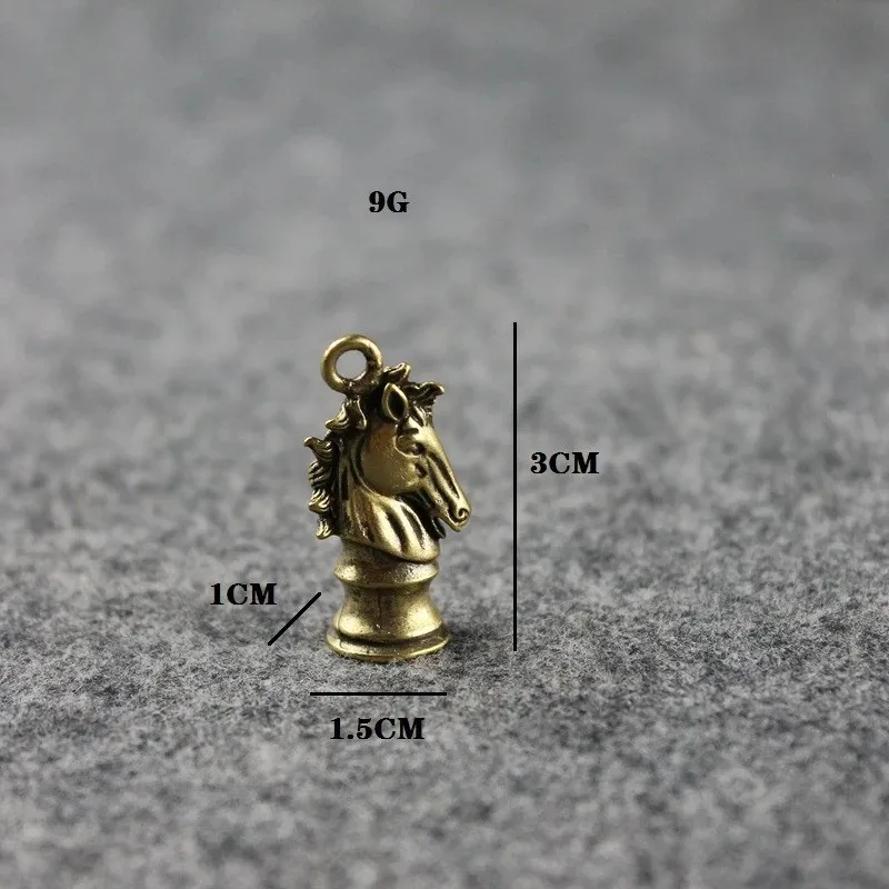 Brass Copper Zodiac Animal Chess Horse Head Bell Figurines Small Desk Ornaments
