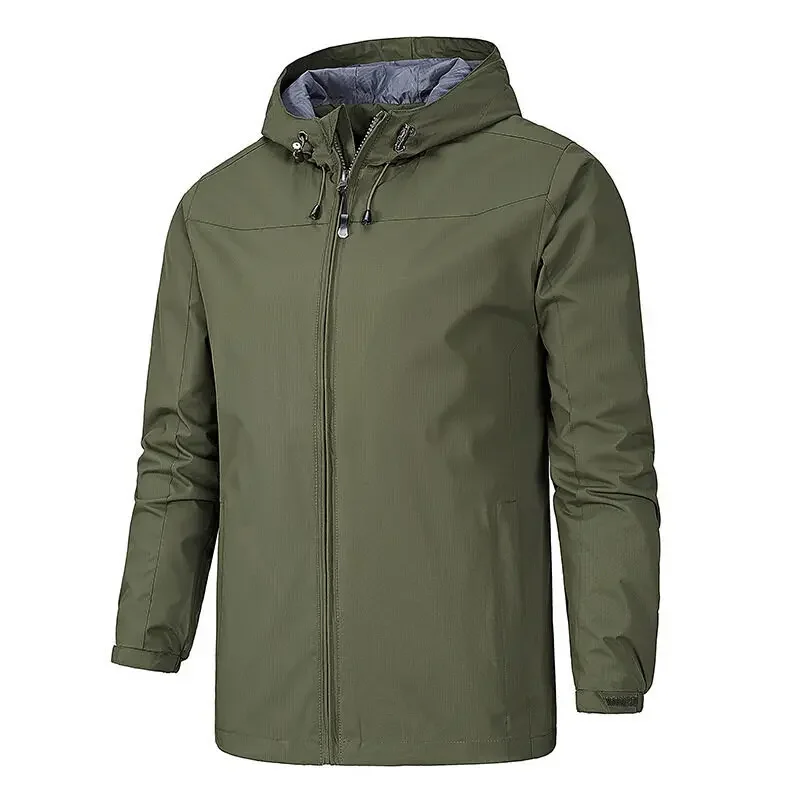 Spring and Autumn New Fashionable Men's Windproof and Waterproof Cardigan Hooded Zipper Jacket Outdoor Casual Sportswear