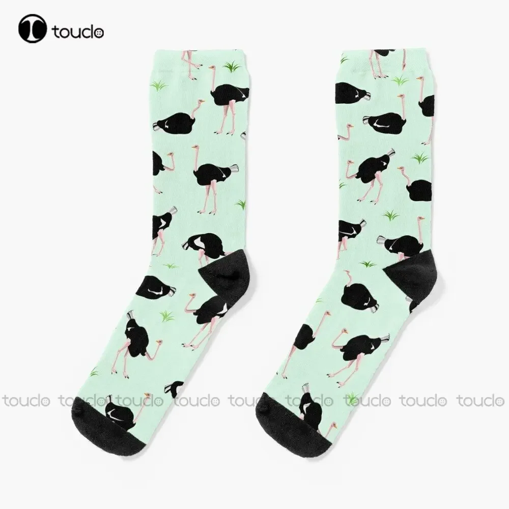 Ostrich Pattern Socks Mens Cotton Socks Personalized Custom Unisex Adult Teen Youth Socks Street Skateboard Socks Custom Gift