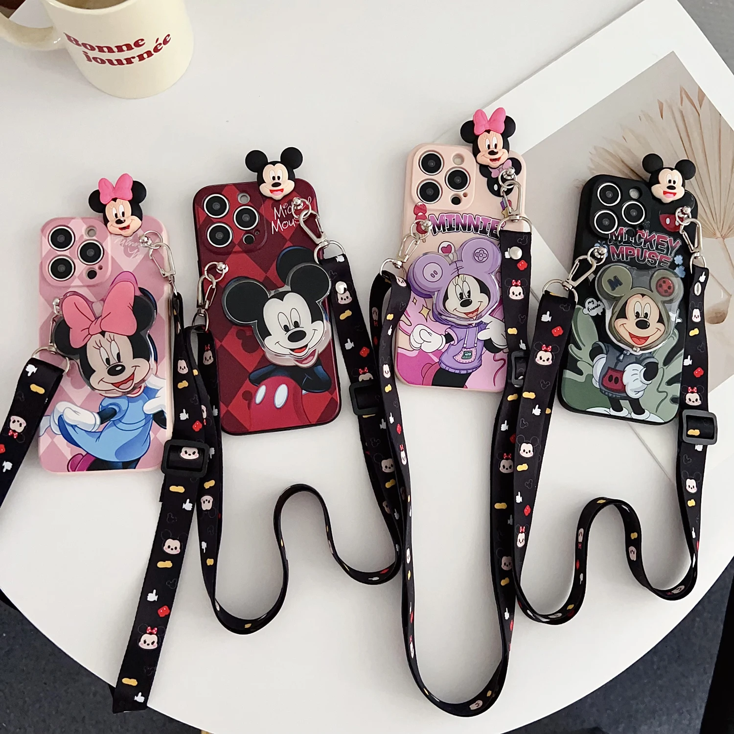 For OPPO A15 94 54 55 53 74 96 57 17 58 78 60 39 Realme C55 53 35 30 21Y 11 33 63 61 67 Playful Minnie Case With Holder Rope