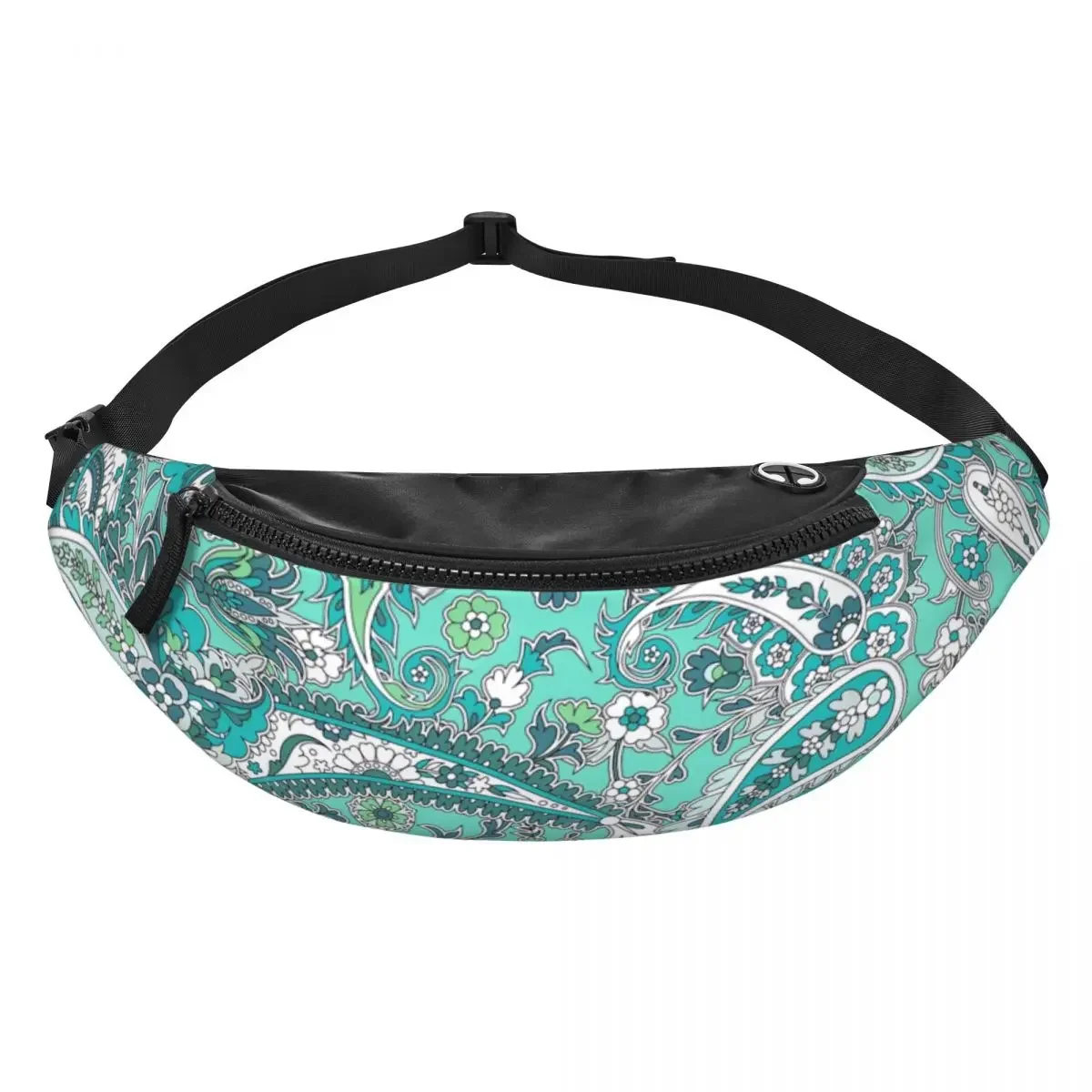 Custom Green Paisley Pattern Fanny Pack for Women Men Fashion Floral Art Crossbody Waist Bag Traveling Phone Money Pouch