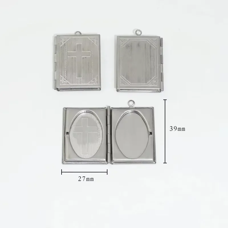 BoYuTe (20 Pieces/Lot) 316 Stainless Steel Square Shaped Locket Pendant Can Open Photo Locket Diy Jewelry Accessories