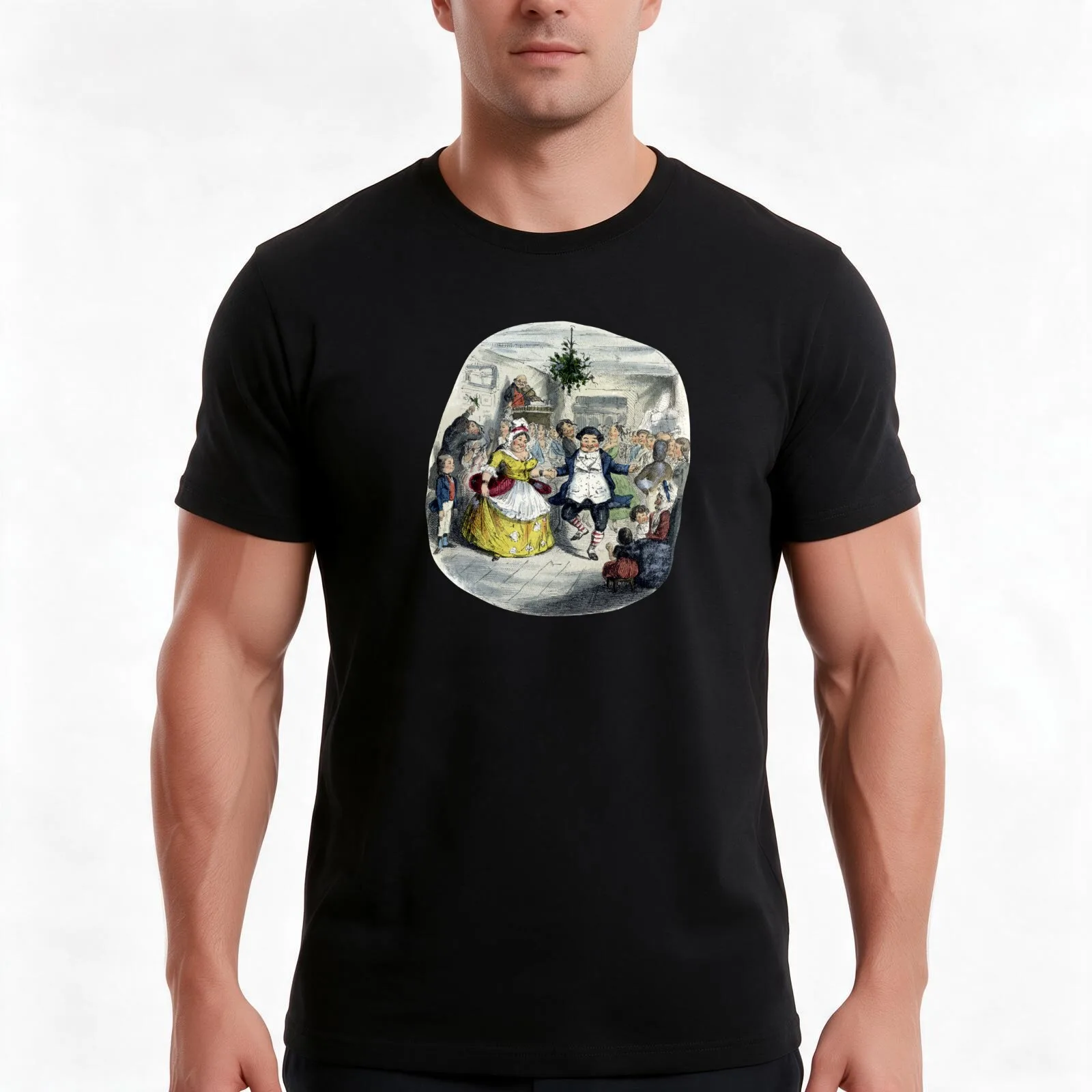 A Christmas Carol, Mr. Fezziwig's Ball, 1843, Holiday Dancing T-Shirt, Summer Casual Cotton Tee, Oversized Streetwear Tops