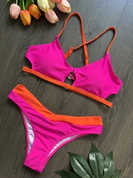 Vintage Bikini Sets Swimsuit Women Two-Piece Suits Swimwear Solid Color Hollowed Out Bathing Suit Beach Vacation Swimsuit 