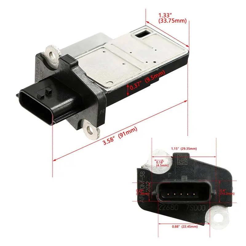 A96E-10X Mass Air Flow Meter Sensor MAF For Nissan Infiniti 22680-7S000 AFH70M-38 AF