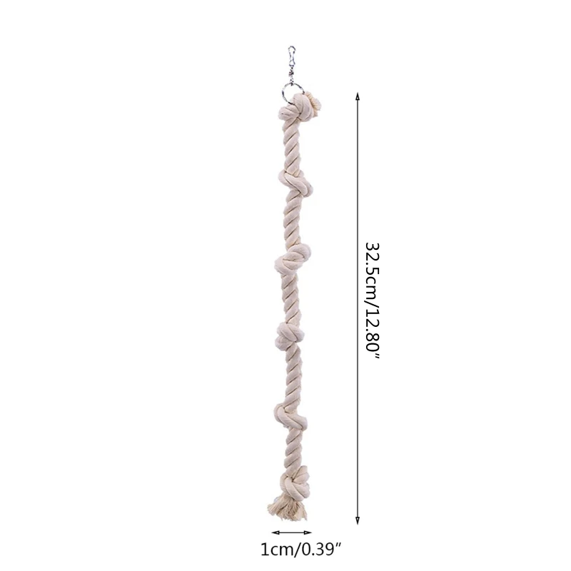E15D Bird Rope Ladder Cotton Rope with Knots for Cage Hanging Bungee Toy for Cockatiels Conures Finches Small Parakeets