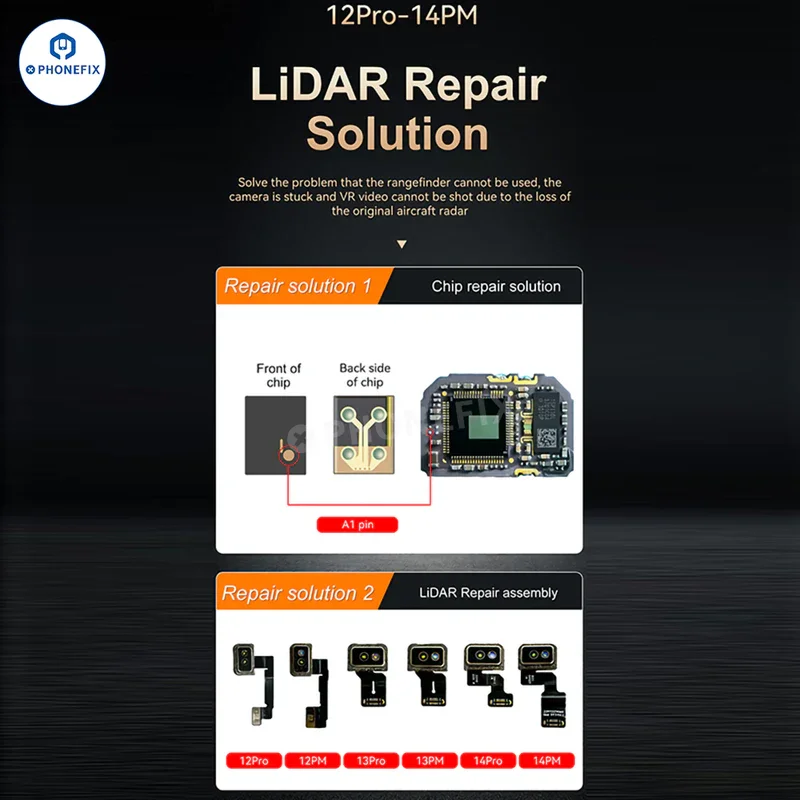 i2C Laser LiDAR Radar Flex Cable Repair Chip For iPhone 12-14 Pro Max Rear Camera VR Measurement and Disable Rangefinder Issues