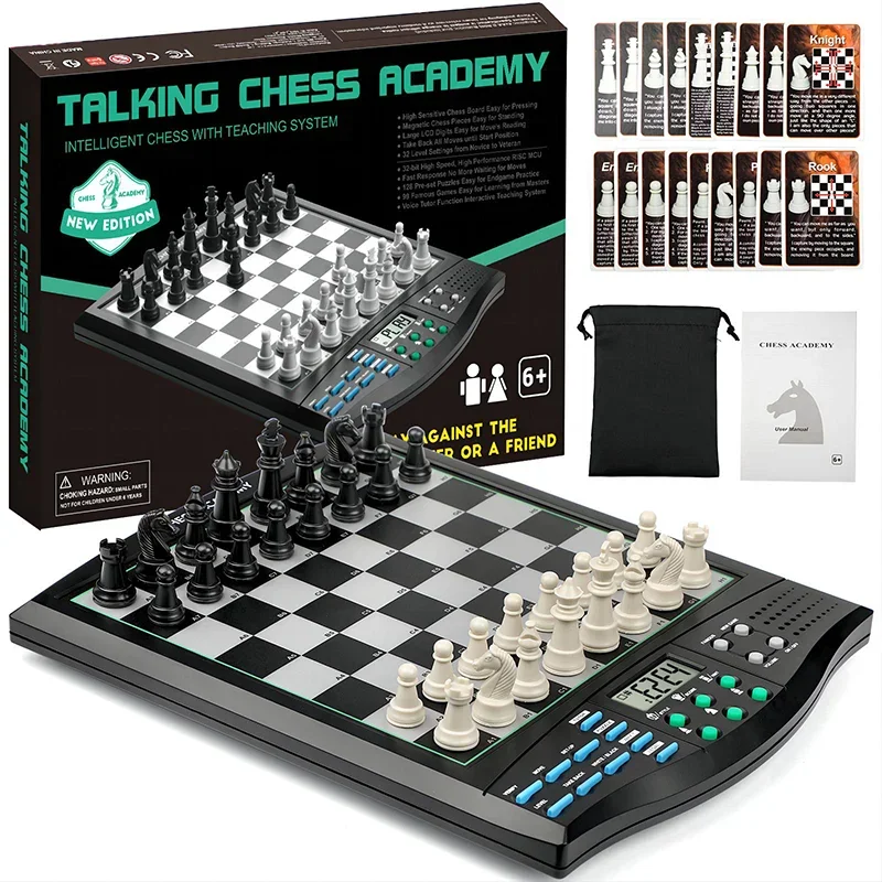 Electronic Chess Game Piece Sensory Board LCD Screen Novice Learning Intelligent AI Against Single-player Chess Christmas gift