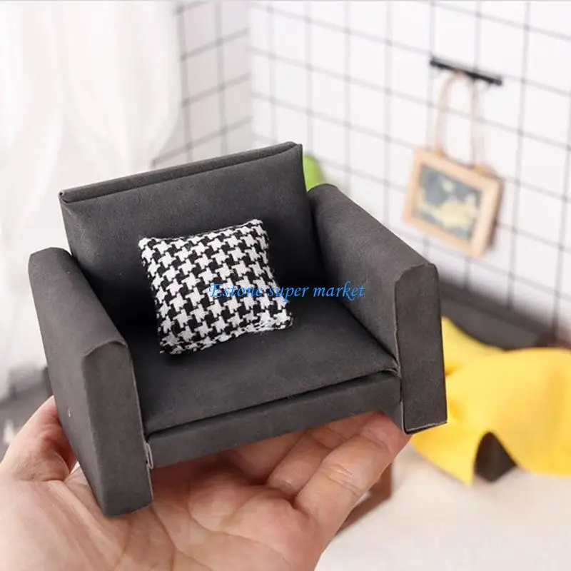 

090B масштаб 1/12, деревянный диван, модель одного дивана, миниатюрная мебель для реалистичных дисплеев кукольных домиков