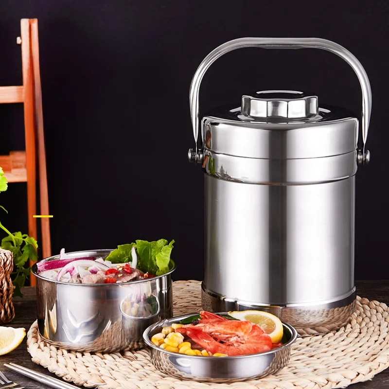 

Stainl Steel Insulated Lunch Box Large Capaci Multi-layer Adult Student Bento Box Food Tub Portable Heating Pot