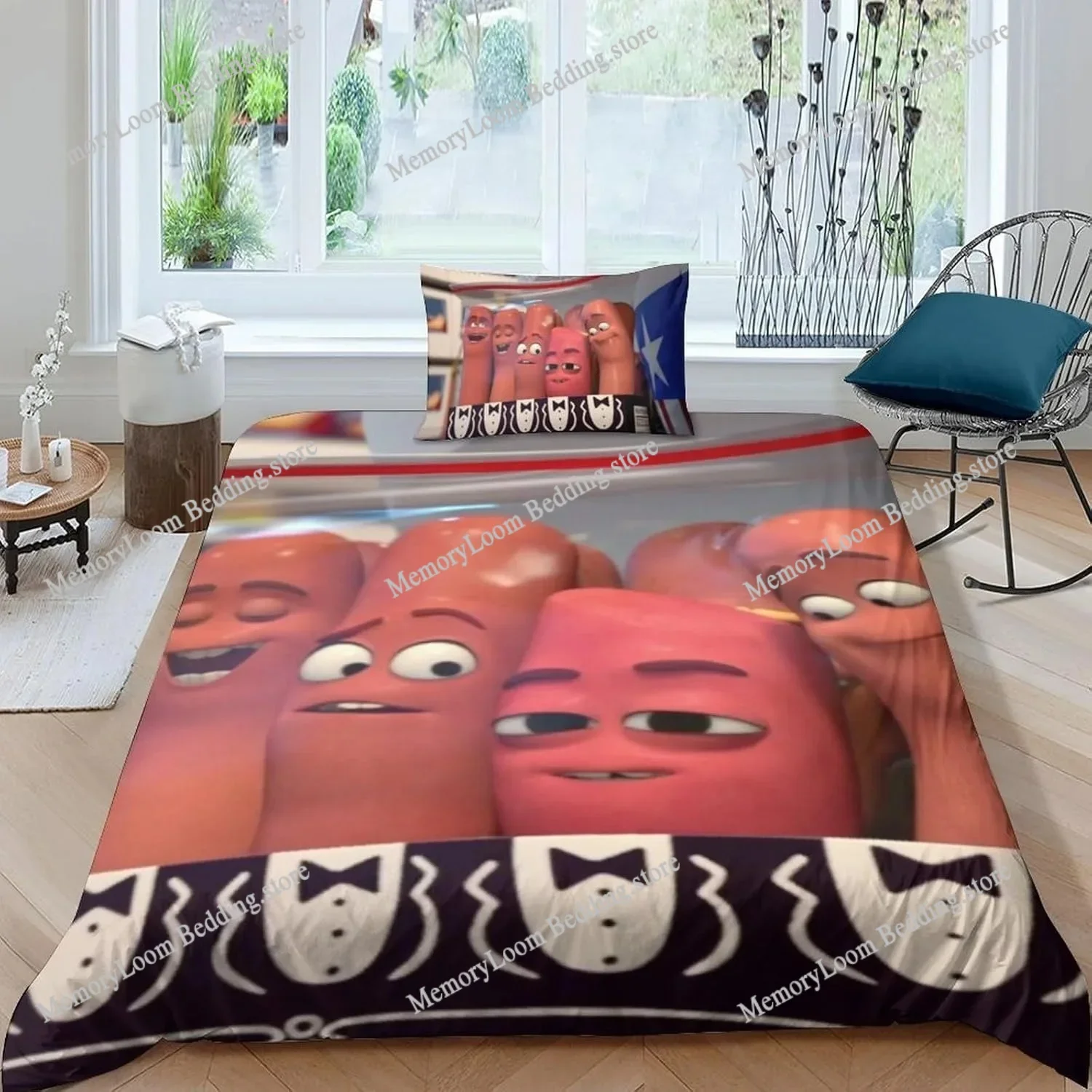 Duvet Cover Pillowcase Bedding Set Sausage Party Adult Boy Bedroom Decoration Children Gift Single Double Large Size