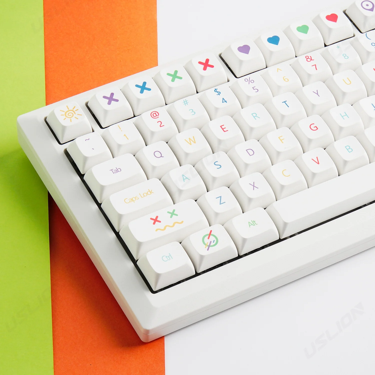 USLION 127Keys Rainbow Minimalism White Theme XDA Profile PBT Customzied DIY Key Caps For Gaming Mechanical Keyboard MX Switches