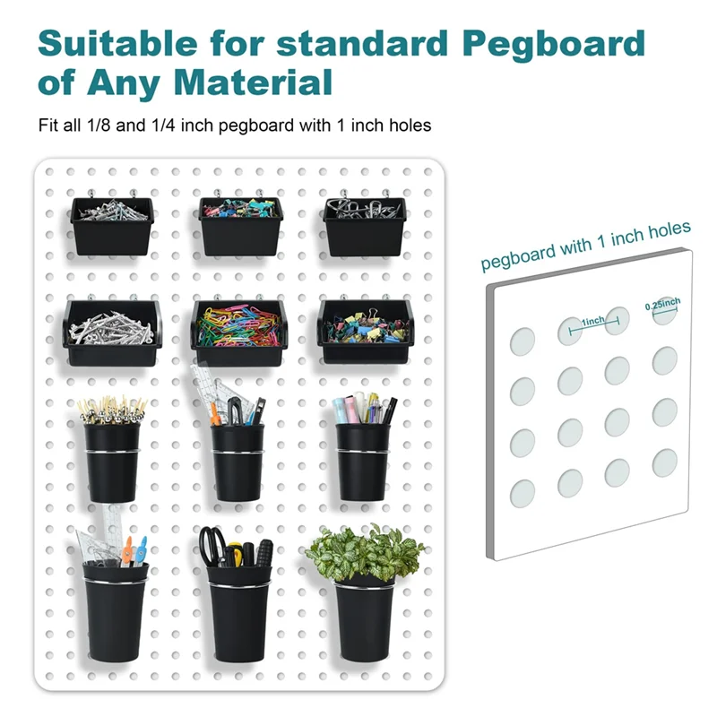 

ABSS-Peg Board Bins Peg Board Cups With Hooks & Loop 12Pack,Peg Board Organizer Replacement Accessories Peg Board Tools Organize