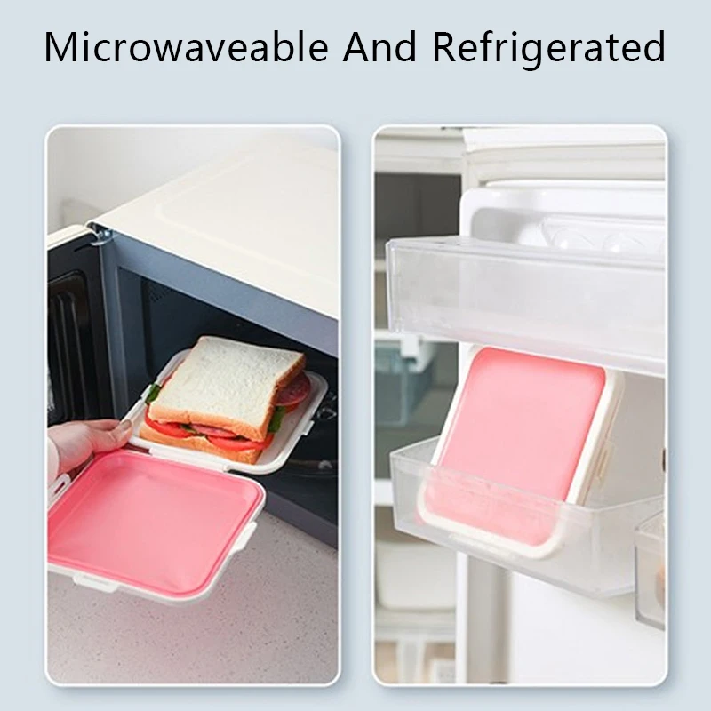 Portable Sandwich Toast Bento Box Eco-Friendly Lunch Food Container Microwave Dinnerware Reusable Silicone Sandwich Box