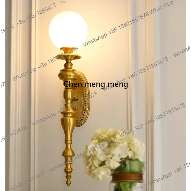 

E136 American style, medieval living room TV background wall Long stairs, retro study bedroom bedside wall lamp