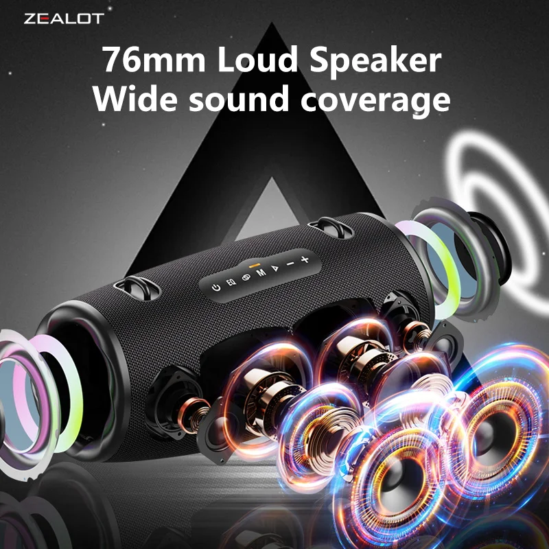 2024 New Style Zealot 80W Outdoor Portable Subwoofer Wireless Speaker, Hifi Sound quality,16000mAh Battery.