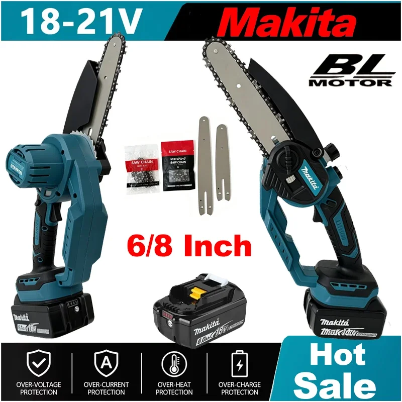 Makita Mini Cordless Chainsaw 6/8 Inch 18/21V Portable Wood Cutter Pruning Saw with LED Light Battery Powered for Tree Trimming