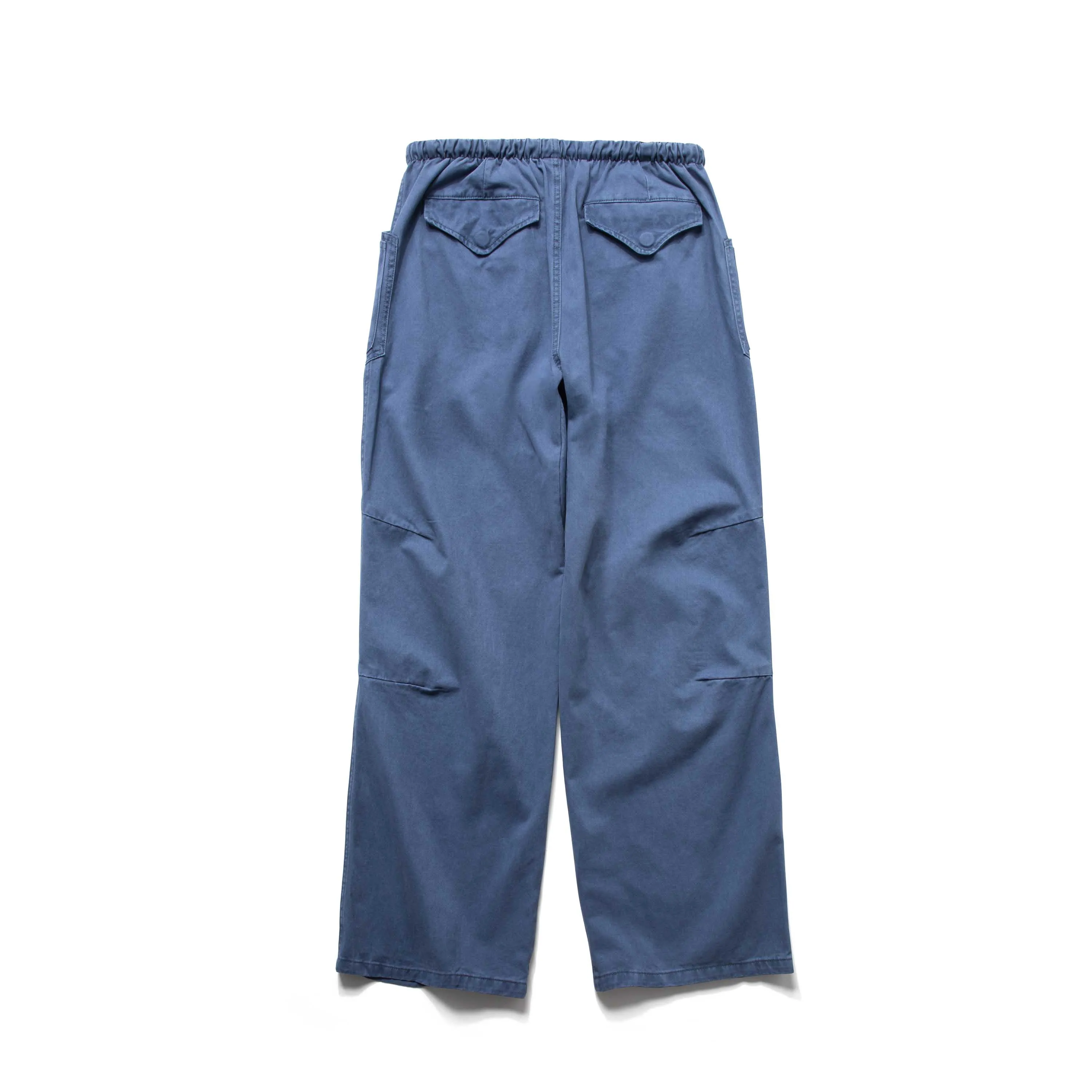 Men's Casual Wide Leg Cargo Pants Draw String Cotton Twill Washed Navy Blue  Utility Trousers