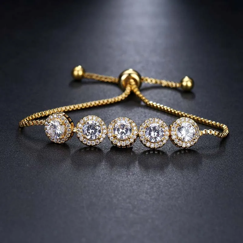 SUGO Classic Hot Sale High Quality Shiny White Round Cubic Zirconia Bracelets for Trend Women Wedding Party Dazzling Jewelry