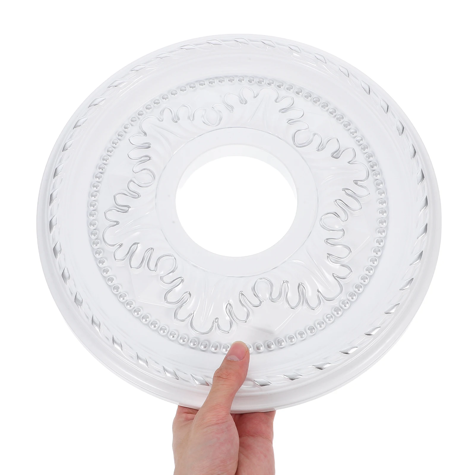 

Plastic Ceiling Medallion Decorative Round Light Fixture Base for Pendant Lamp DIY Installation Home Lighting Upgrade