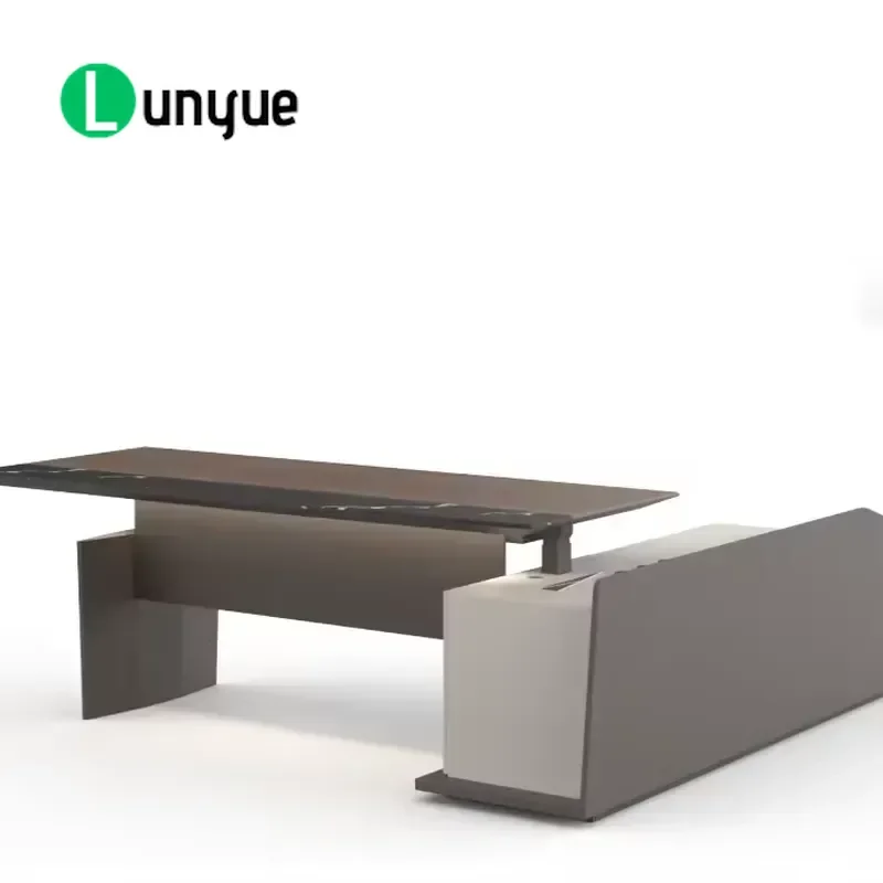 Luxury Modern Wooden Executive Desk with Panel Design Adjustable Height 3 Drawers Durable Office Furniture for Home Workspace