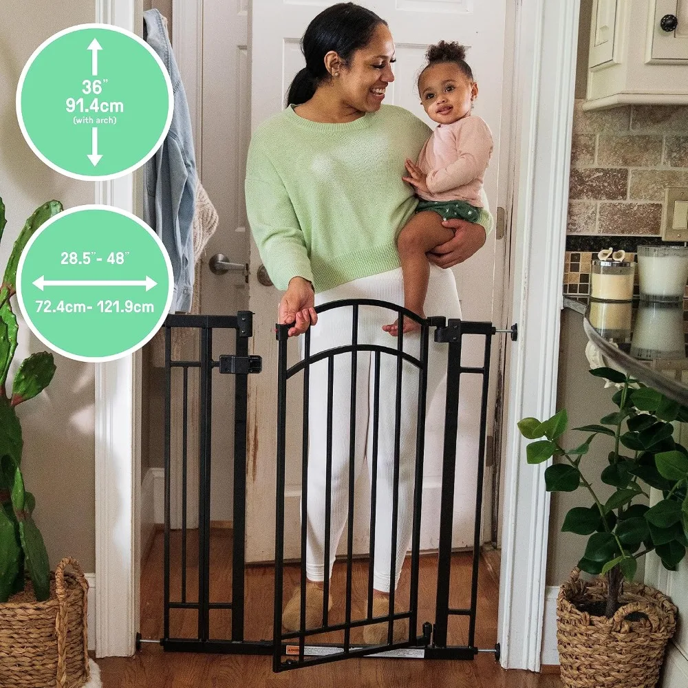 Extra Tall Walk-Thru Metal Gate, Fits 28.5-48 In Openings, 36 In Tall, Black, 1 Pack