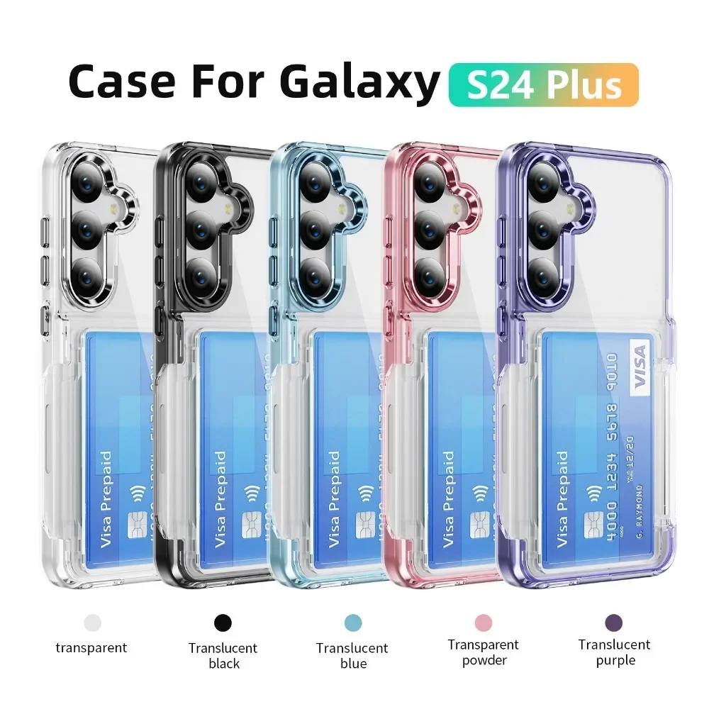 For Samsung Galaxy S25 S26 Plus S24 S23 S22 S26 Ultra Wallet Protective Phone Case with Credit Card Holder Transparent Cover
