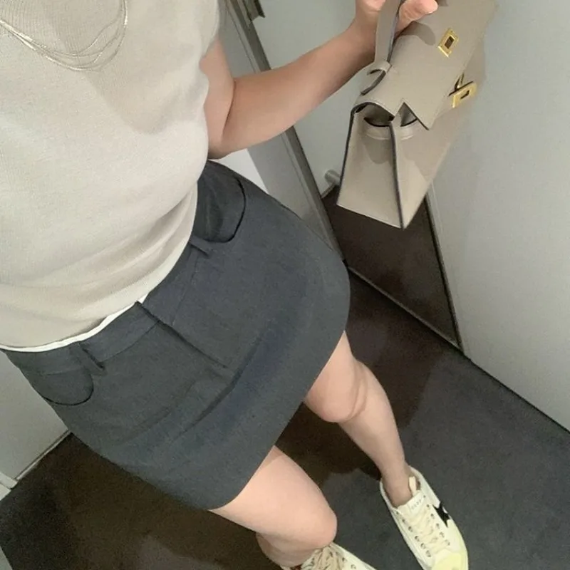 Skirts Women Panelled A-line Korean Style Hotsweet Mini Simple All-match Fashion Ulzzang Students Casual Chic Solid  New