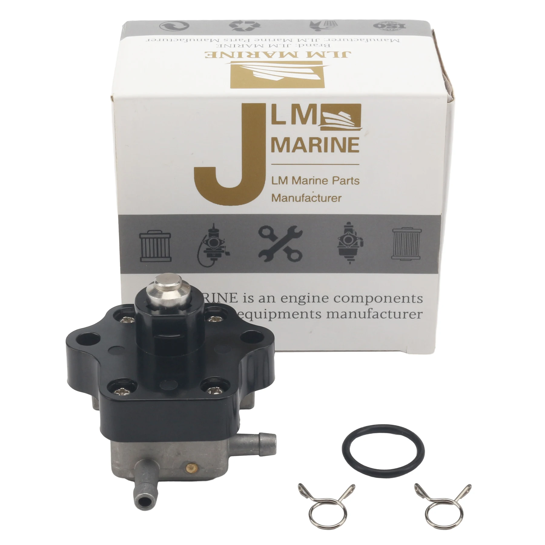 JLM Marine Outboard Fuel Pump With Clamps for Nissan Tohatsu 4 5 6 HP 4-Stroke 3H6-04000-3 3H6-04000-7 3H6040007M 3H8040001