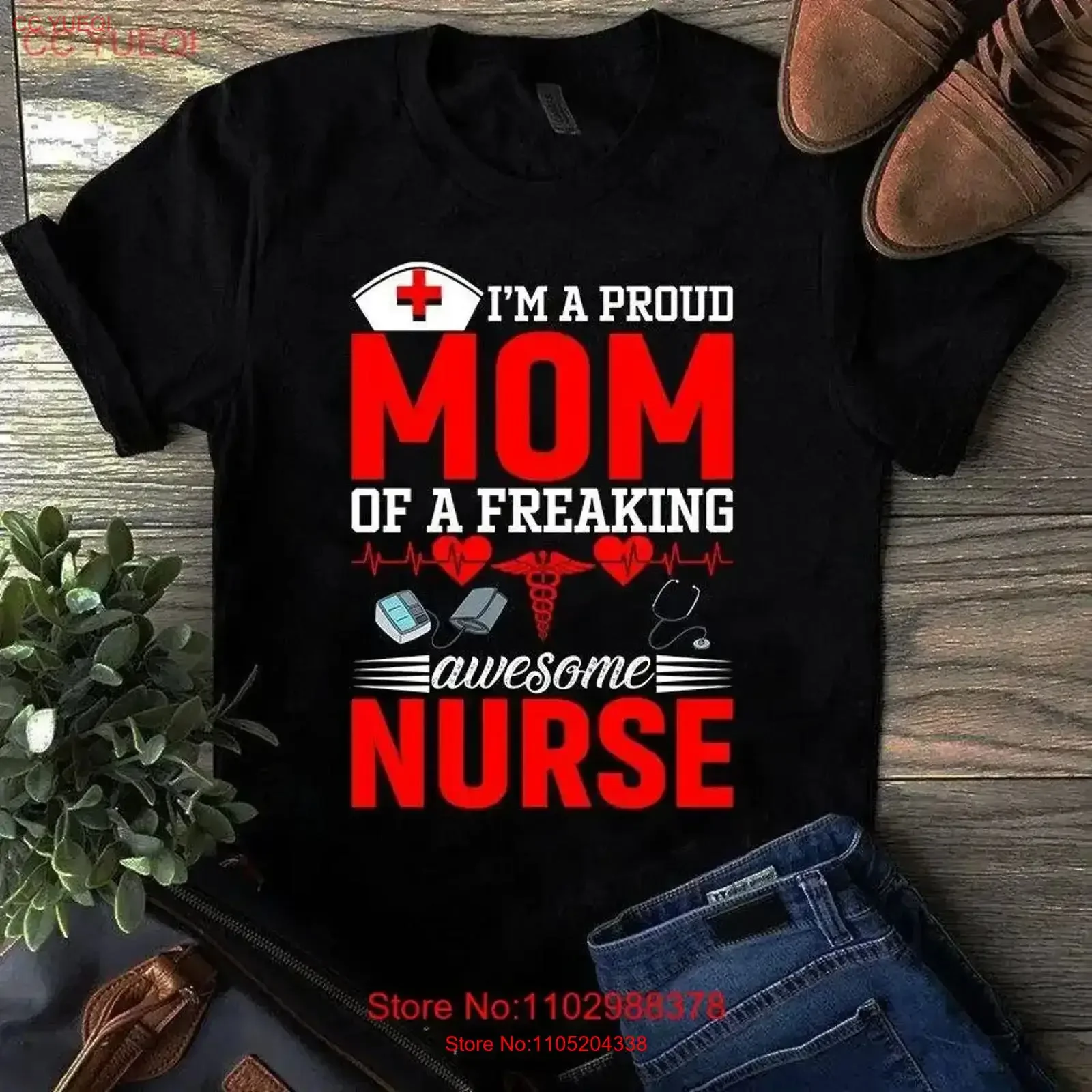I'm a Proud Mom of Freaking Awesome Nurse T Shirt vintage Washed Top For Everyday Wear designer clothes Soft Stretched Slightly