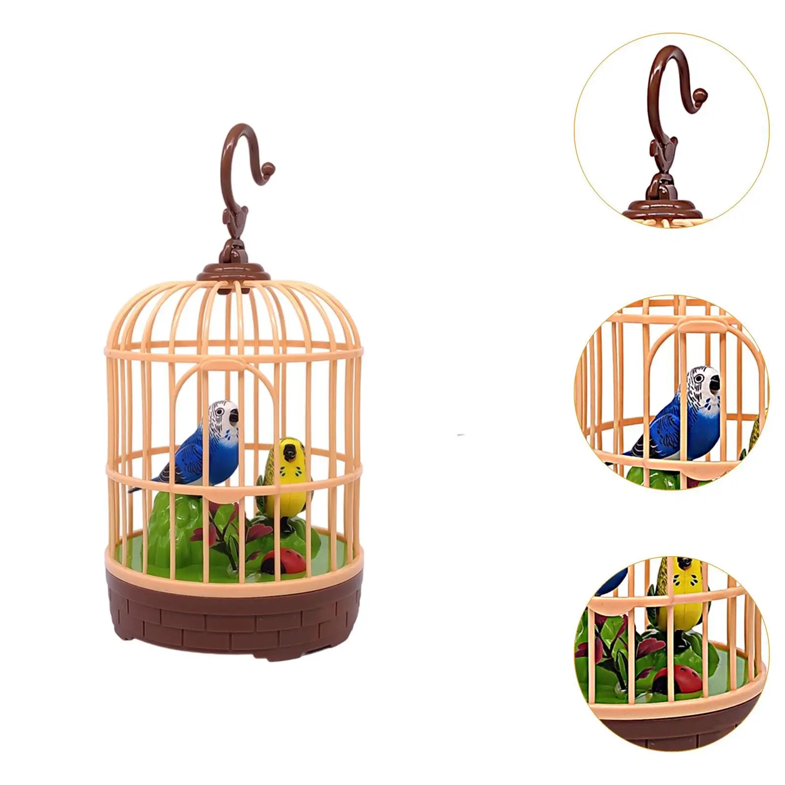 Pássaros gaiola brinquedo ativado por voz mesa & quarto acento acessório decoração para casa crianças presente de aniversário realista papagaio pássaros brinquedo