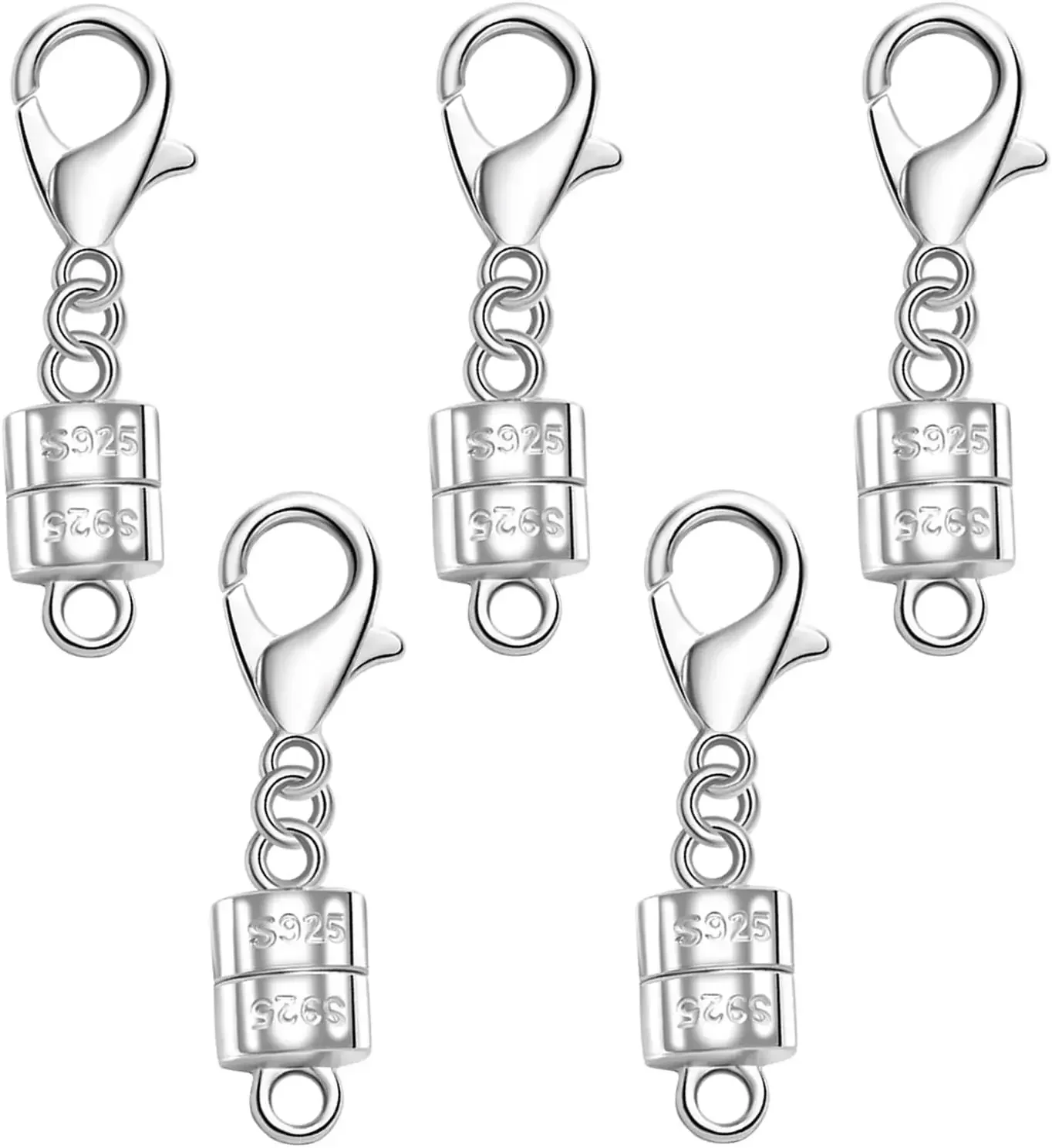 925 Silver Magnetic Necklace Clasp with Lobster Clasp,Magnetic Necklace Clasps and Closures for Bracelet Necklace Extender