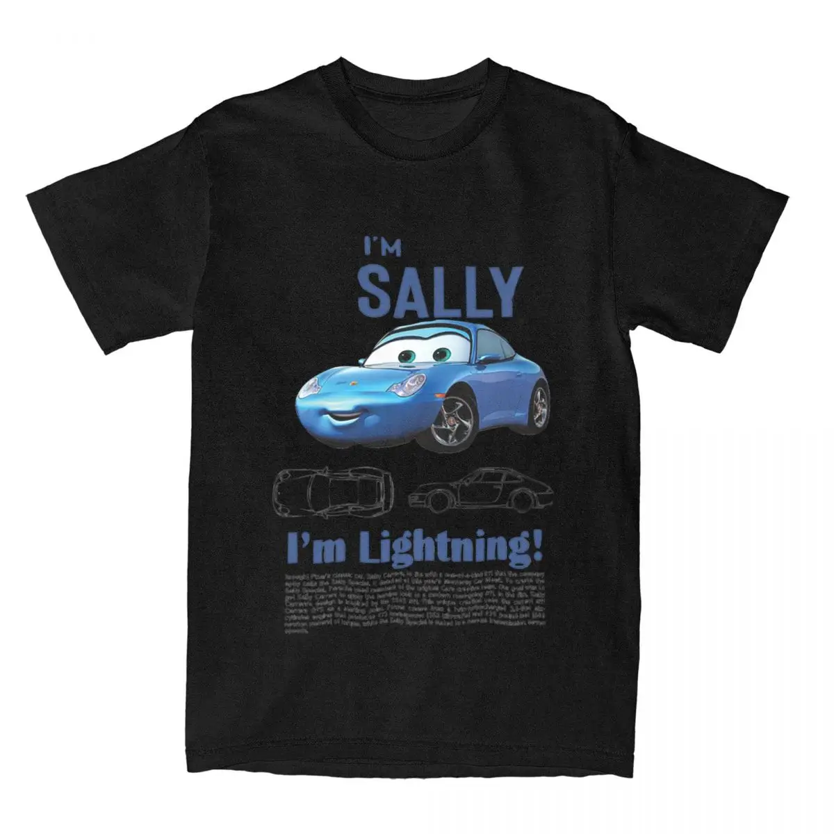 Sally I'm Lightning Car Mcqueen T Shirts Casual Daily Men Women Pure Cotton Amusing Short Sleeve Harajuku Vintage Unisex Tops