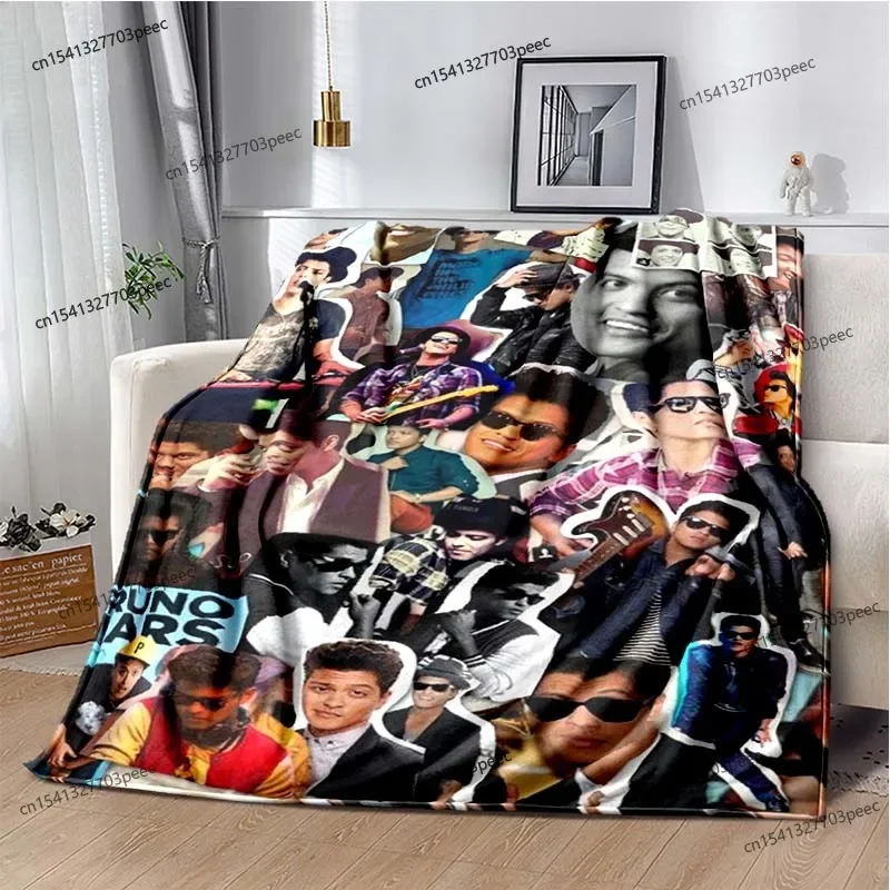 3D HD Bruno Mars Singer Star Soft Flannel Blanket Warm and Comfortable Plush Blanket Living Room Bedroom Sofa Picnic Kid Blanket