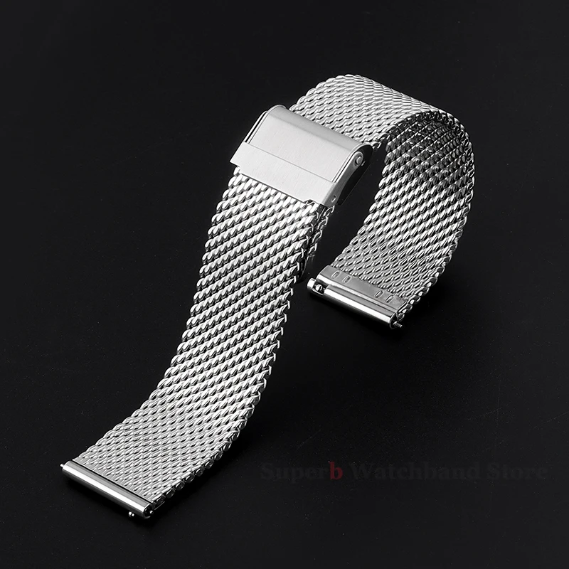 1.0mm Mesh Milanese Watch Strap for DW Watchband 18mm 20mm 22mm 24mm Quick Release Stainless Steel Wristband Folding buckle - Image 4