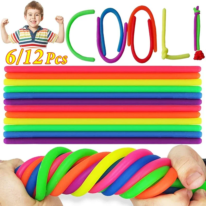 Soft Rubber Noodle Elastic Rope Relief Stress Fidget Stretch String Toy Adults Kids Decompression Vent Toys Relaxing Ropes