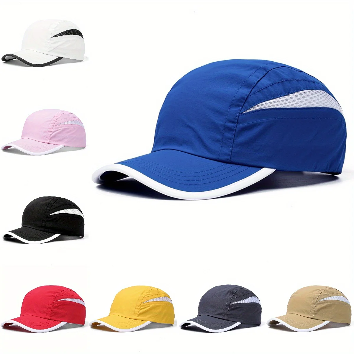 

Men's Quick Dry Baseball Cap Dad Hat Outdoor Sports Cycling Hiking Travel Sun Hat Solid Color Side Mesh Snapback