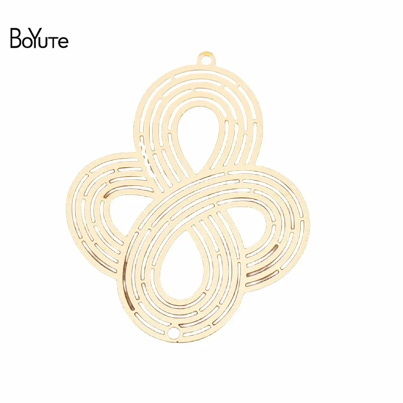 BoYuTe-Feuille de pendentif en forme de nœud en laiton métallique, accessoires de bijoux à bricoler soi-même, 39x32mm, 10 pièces par lot