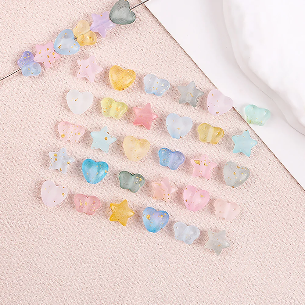 100pcs Acrylic Star Butterfly Heart Necklace Beads Bulk Big Hole Spacer Beads Diy Beading Bracelet Accessories Jewelry Making