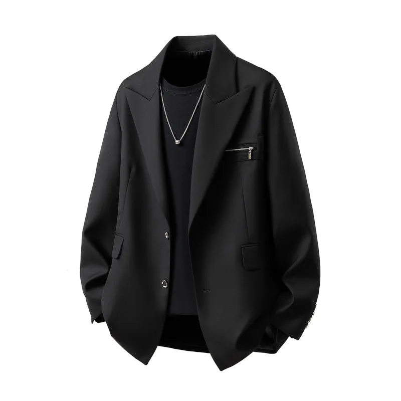 

Spring Men's 2026 Fashion Trend Solid Color blazers Long Sleeve Suit Men Loose High Quality Comfortable Versatile Casual Suit